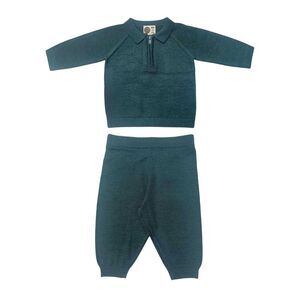 Pretty Green Baby Knitted Long-Sleeved Top And Trousers Set / Atlantic Deep
